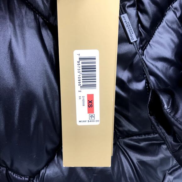 Donna Karan Faux Fur Trim Hooded Puffer Coat XS Long Sleeve Pocket Zip Up NWT - Picture 6 of 7